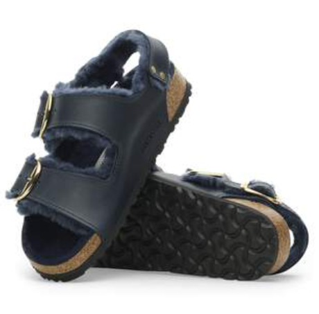 Birkenstock Milano Big Buckle Shearling Midnight Blue Narrow