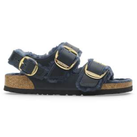 Birkenstock Milano Big Buckle Shearling Midnight Blue Narrow