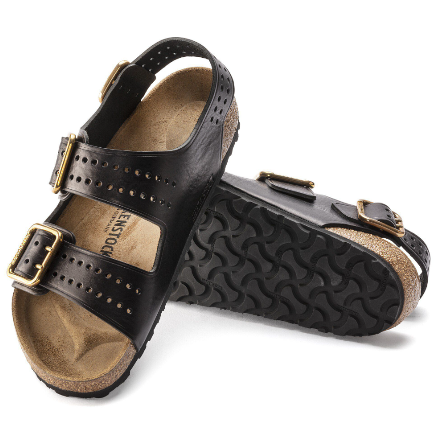 Birkenstock Milano Bold Natural Leather Black Regular