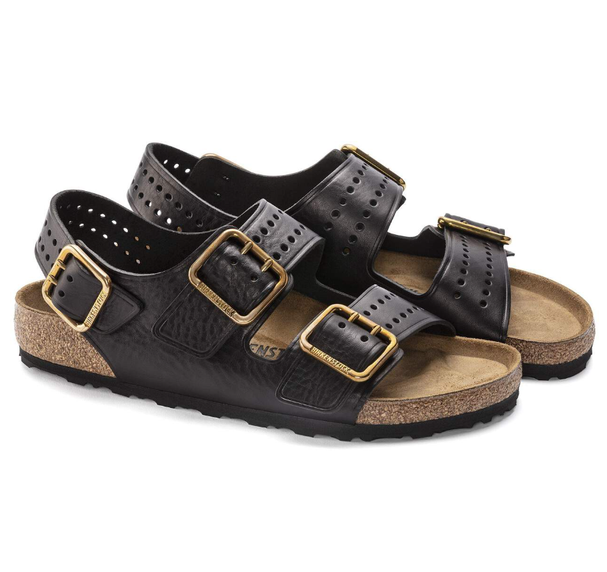 Birkenstock Milano Bold Natural Leather Black Regular