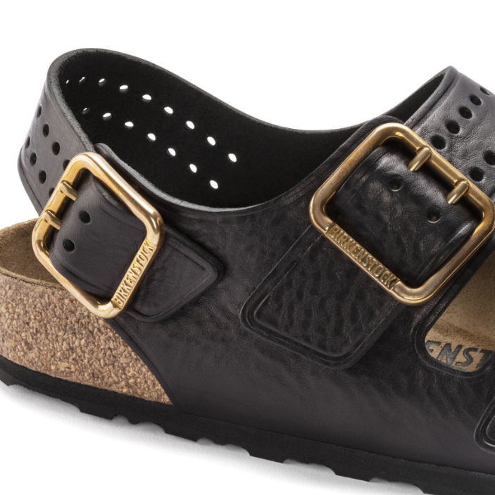 Birkenstock Milano Bold Natural Leather Black Regular