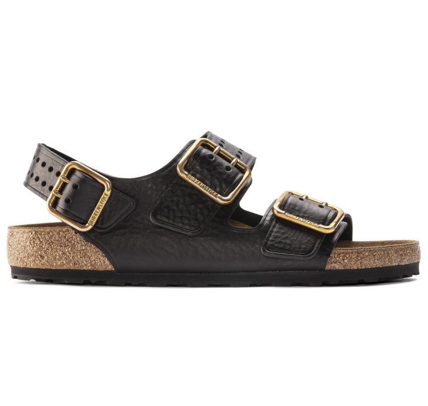 Birkenstock Milano Bold Natural Leather Black Regular