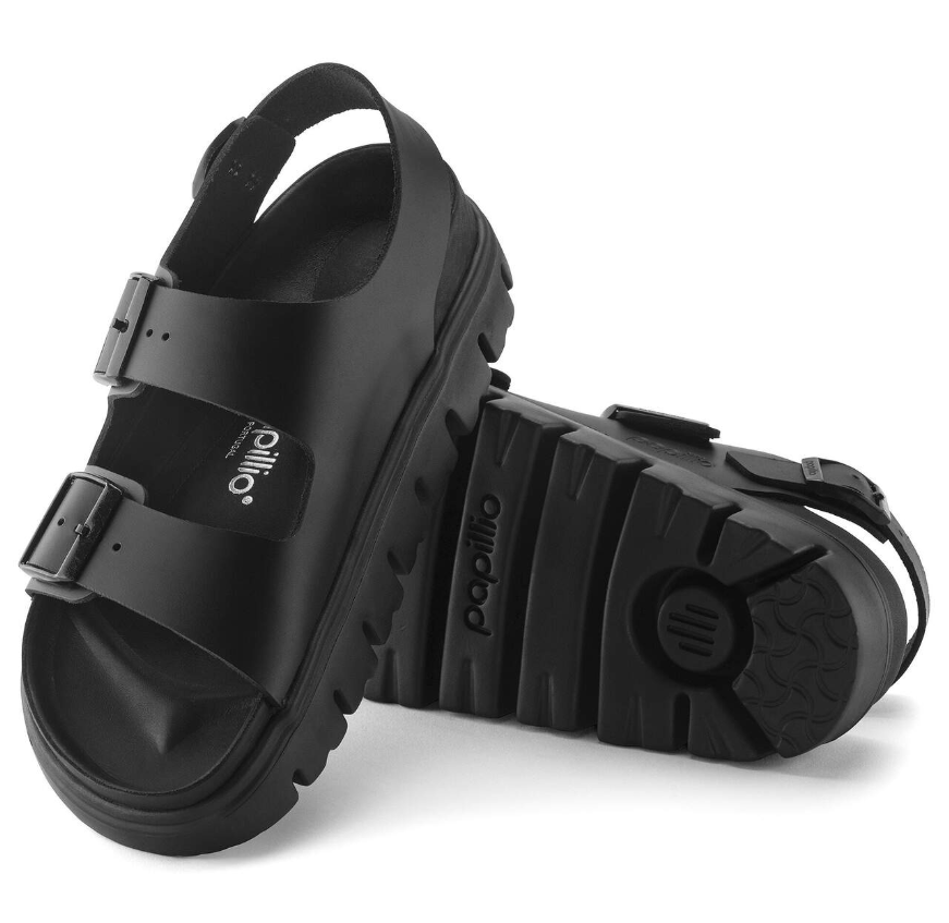 Birkenstock Milano Chunky Natural Leather Black Narrow