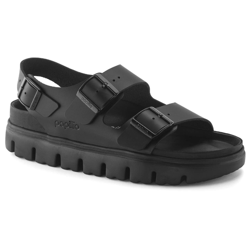 Birkenstock Milano Chunky Natural Leather Black Narrow