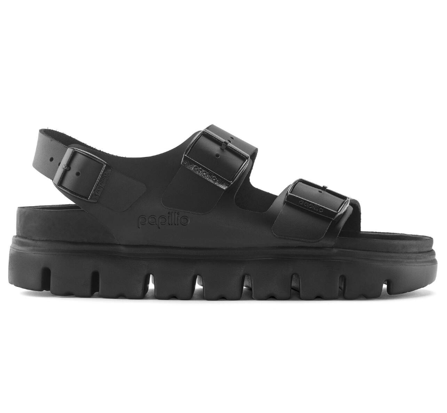 Birkenstock Milano Chunky Natural Leather Black Narrow