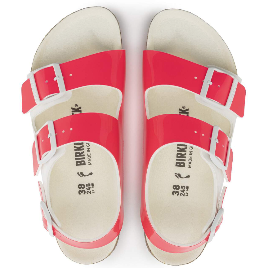 Birkenstock Milano Birko-Flor Patent Neon Pink/White Narrow