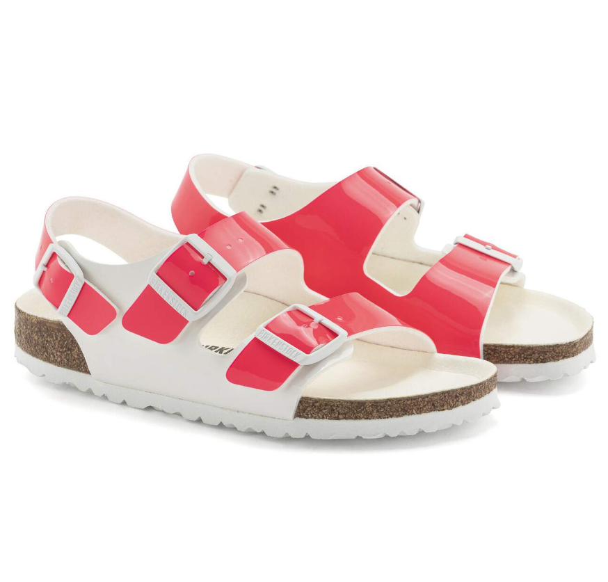 Birkenstock Milano Birko-Flor Patent Neon Pink/White Narrow
