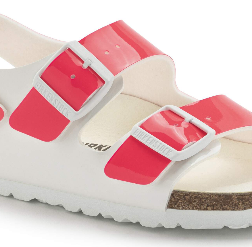 Birkenstock Milano Birko-Flor Patent Neon Pink/White Narrow