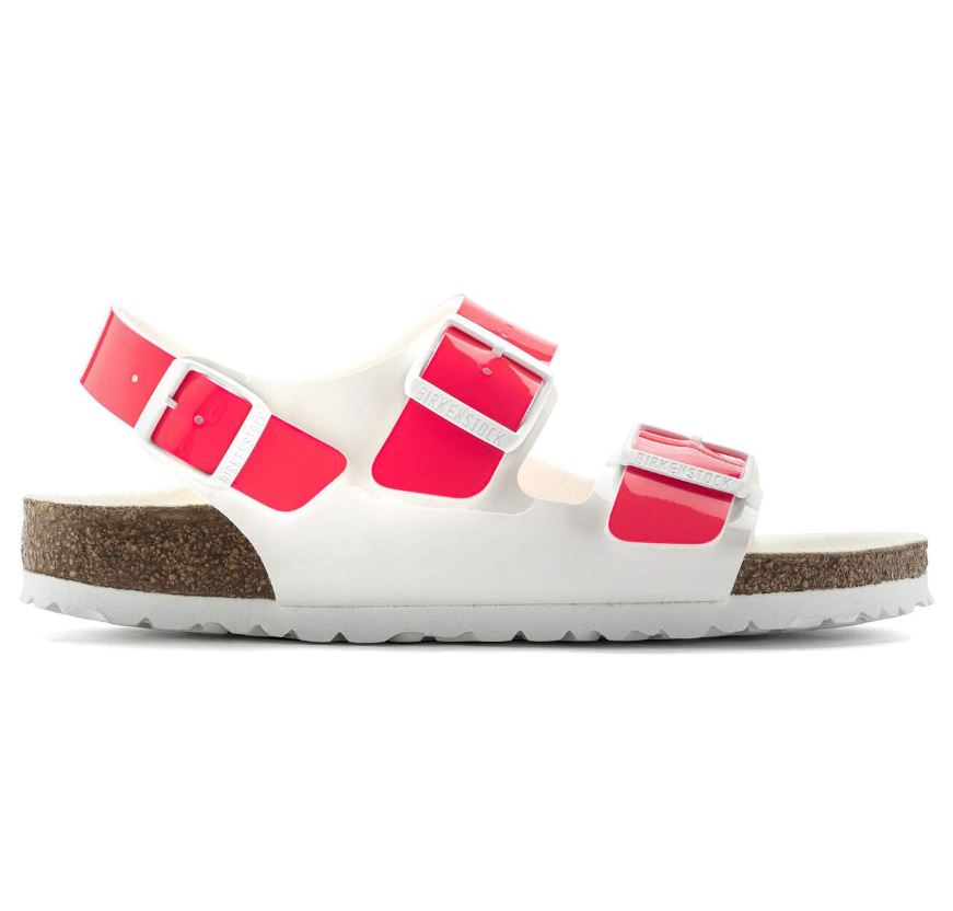 Birkenstock Milano Birko-Flor Patent Neon Pink/White Narrow