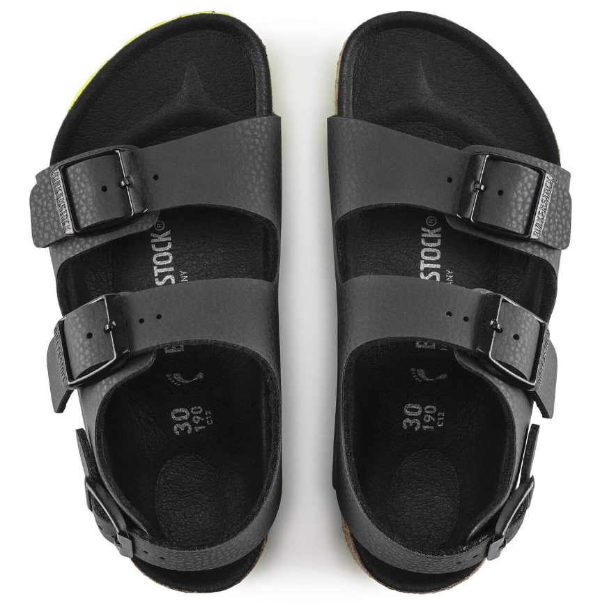 Birkenstock Milano Kids Birko-Flor Desert Soil Black Lime Narrow