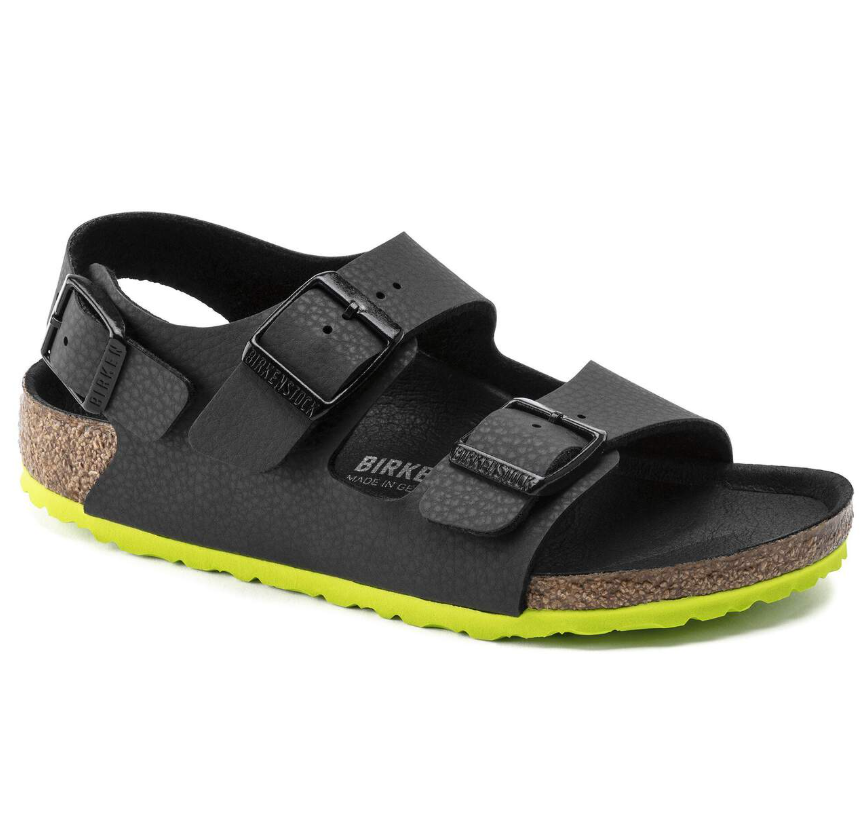 Birkenstock Milano Kids Birko-Flor Desert Soil Black Lime Narrow