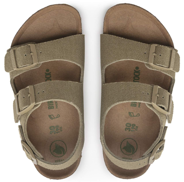 Birkenstock Milano Kids Vegan Textile Sandals Faded Khaki Narrow