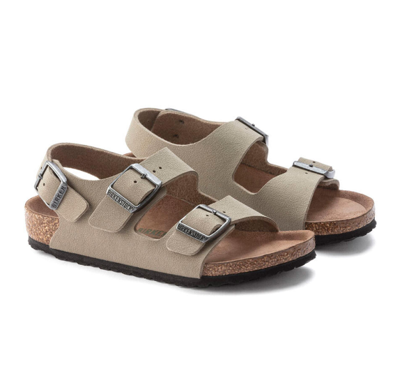 Birkenstock Milano Kids Birko-Flor Vegan Sandals Faded Khaki Regular