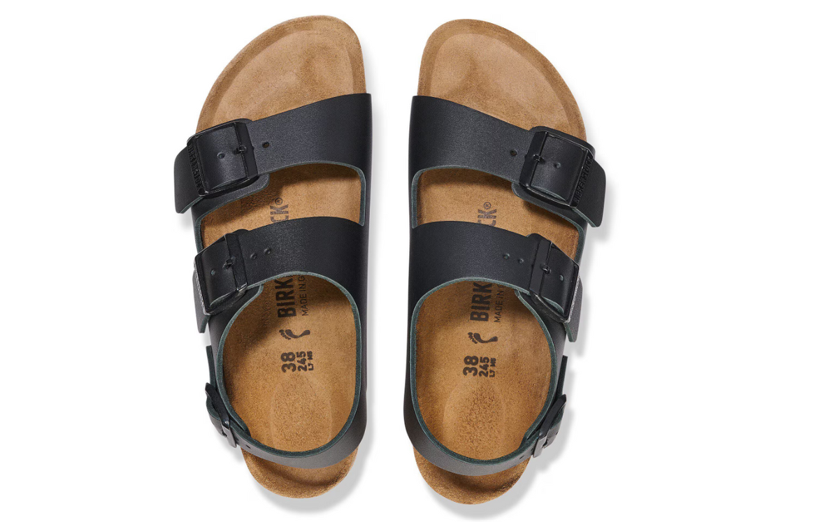 Birkenstock Milano Natural Leather Black Regular