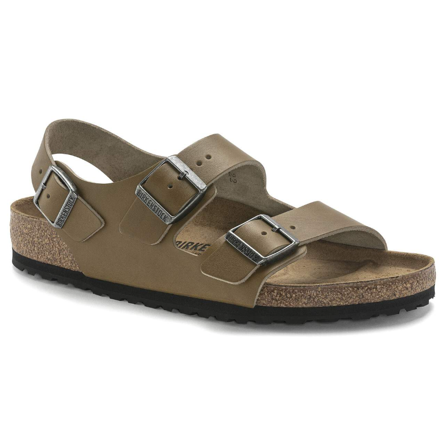 Birkenstock Milano Natural Leather Vintage Wood Faded Khaki Regular