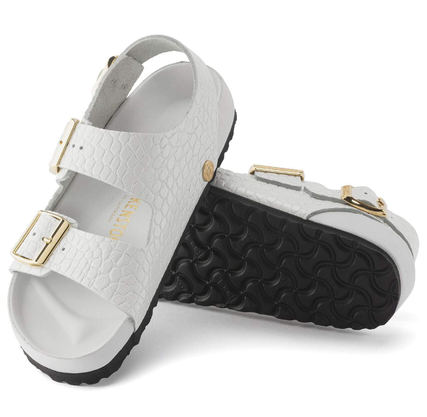 Birkenstock Milano Embossed Leather Sandals Emboss White Narrow