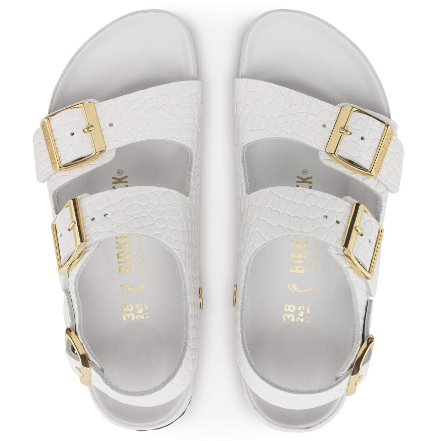 Birkenstock Milano Embossed Leather Sandals Emboss White Narrow