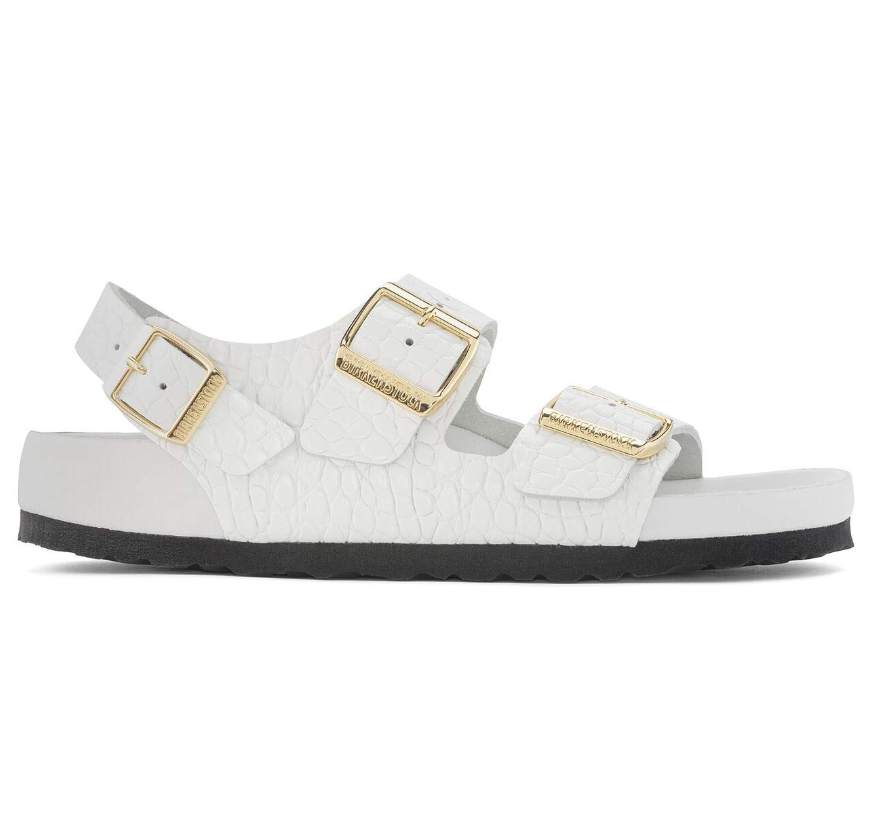 Birkenstock Milano Embossed Leather Sandals Emboss White Narrow