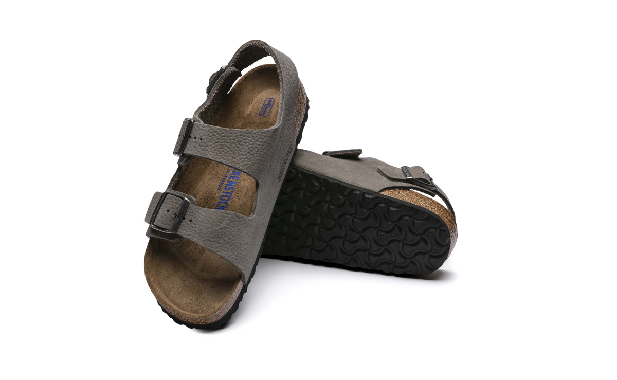 Birkenstock Milano Soft Footbed Nubuck Leather Whale Gray Narrow