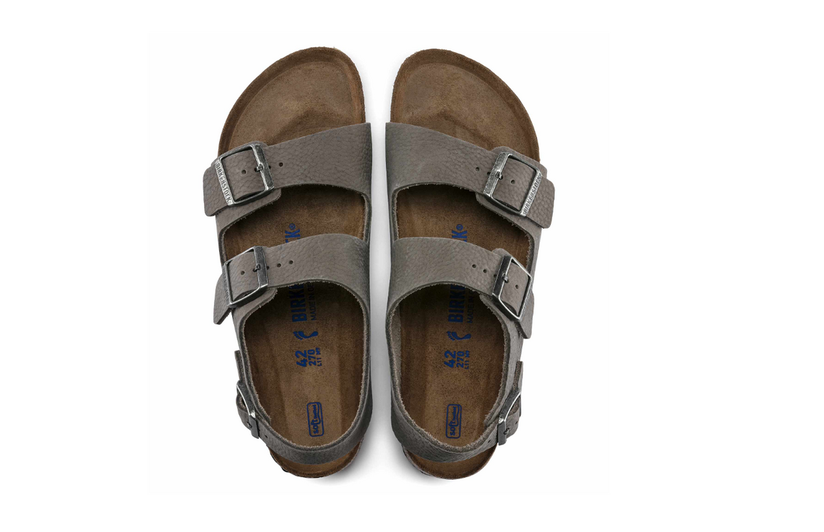 Birkenstock Milano Soft Footbed Nubuck Leather Whale Gray Narrow