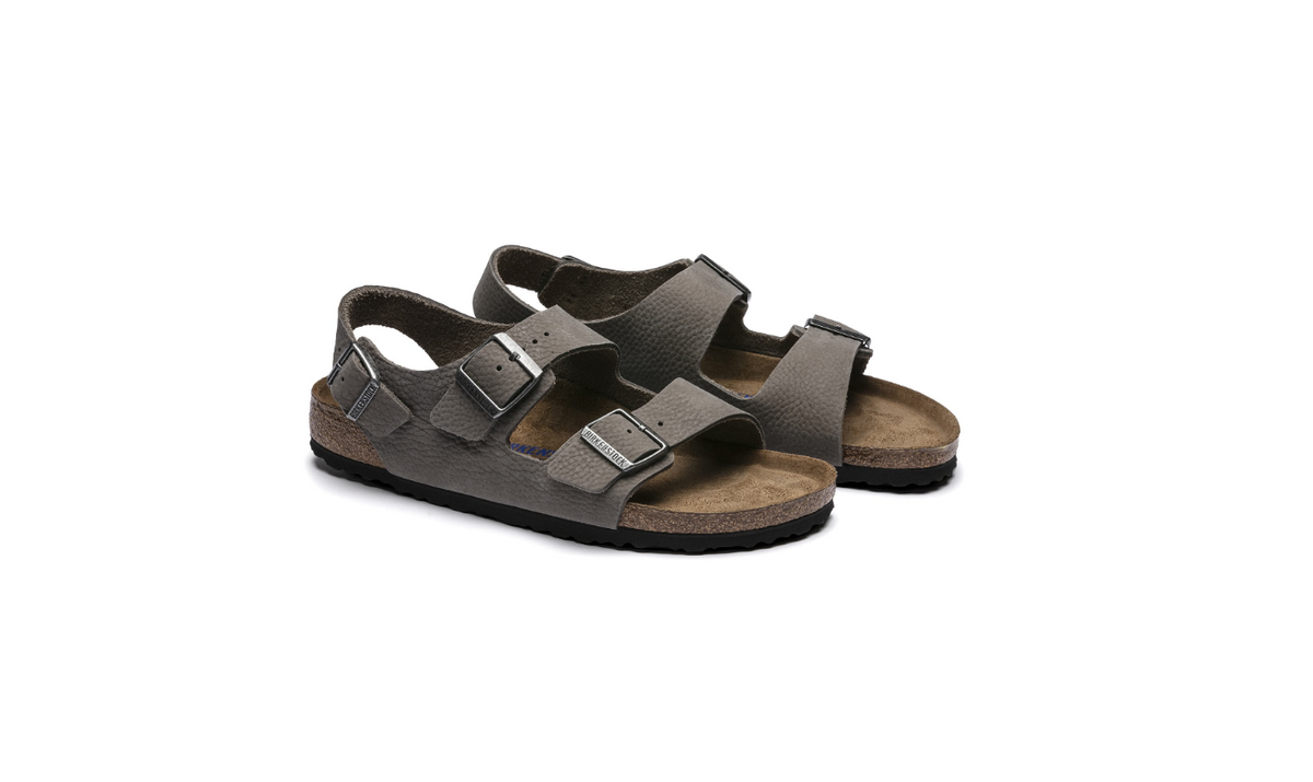 Birkenstock Milano Soft Footbed Nubuck Leather Whale Gray Narrow