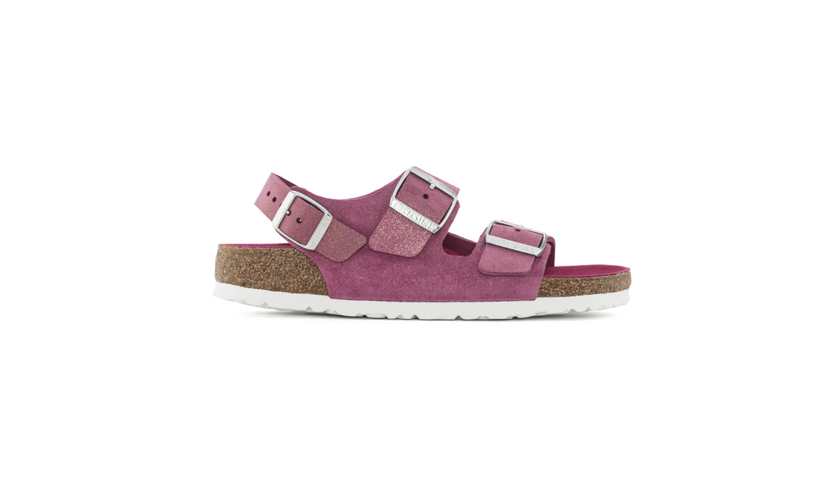 Birkenstock Milano Suede Leather Shimmering Fuchsia Narrow