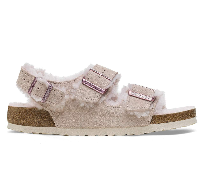 Birkenstock Milano Suede Shearling Light Rose Narrow