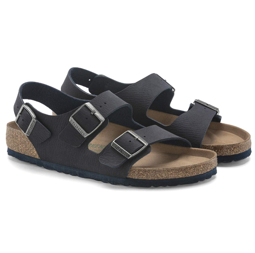 Birkenstock Milano Vegan Microfiber Desert Dust Indigo Blue Regular