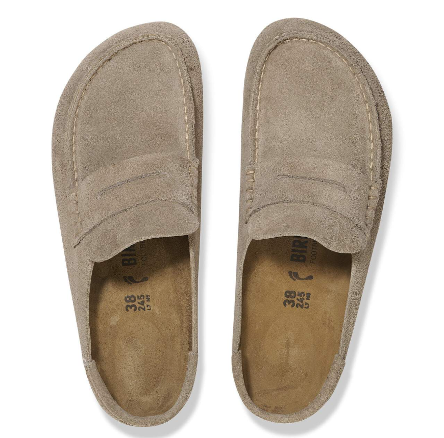 Birkenstock Naples Wrapped Suede Leather Clog - Taupe Narrow