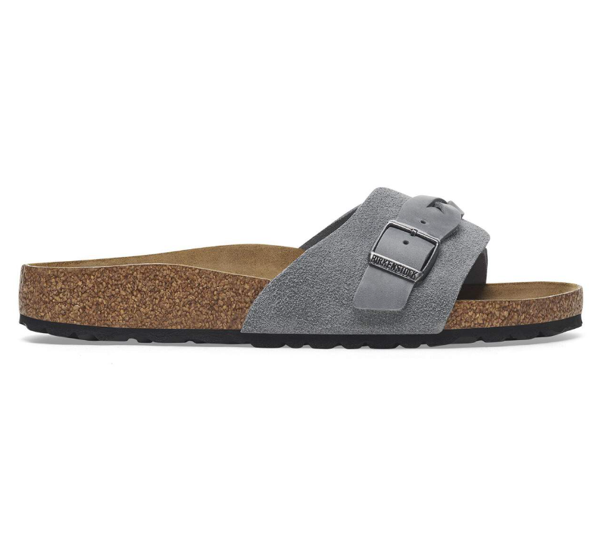 Birkenstock Oita Braided Suede Leather Basalt Gray Narrow