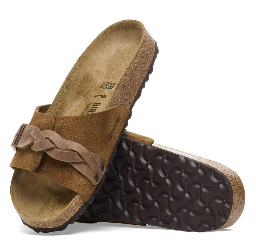 Birkenstock Oita Braided Suede Leather Sandals Mink Narrow