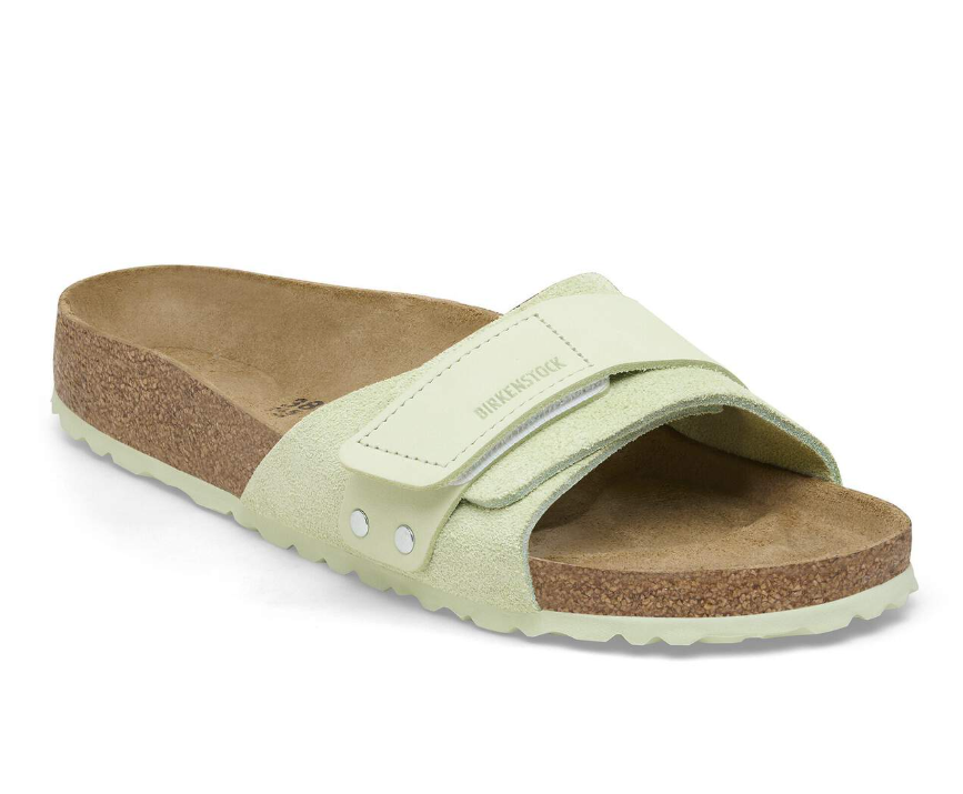 Birkenstock Oita Suede Leather Sandals Faded - Lime, Narrow