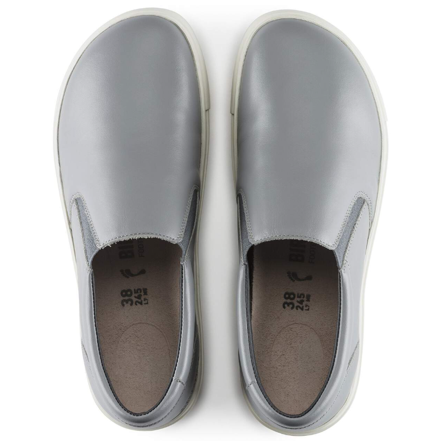 Birkenstock Oswego Leather Gray Slip-On Narrow