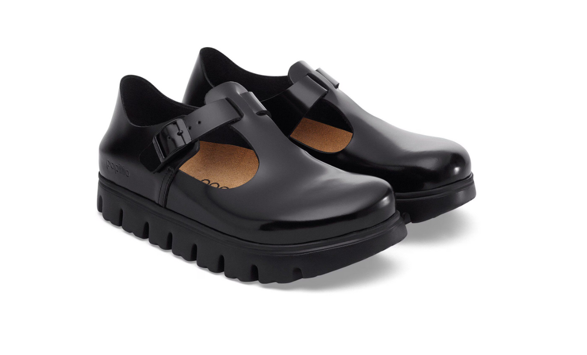 Birkenstock Papillio Paris Chunky Natural Leather Black Narrow