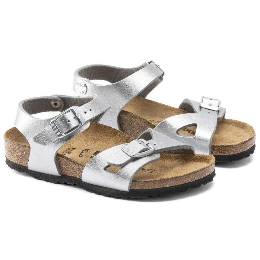 Birkenstock Rio Kids Birko-Flor Silver Sandals Narrow