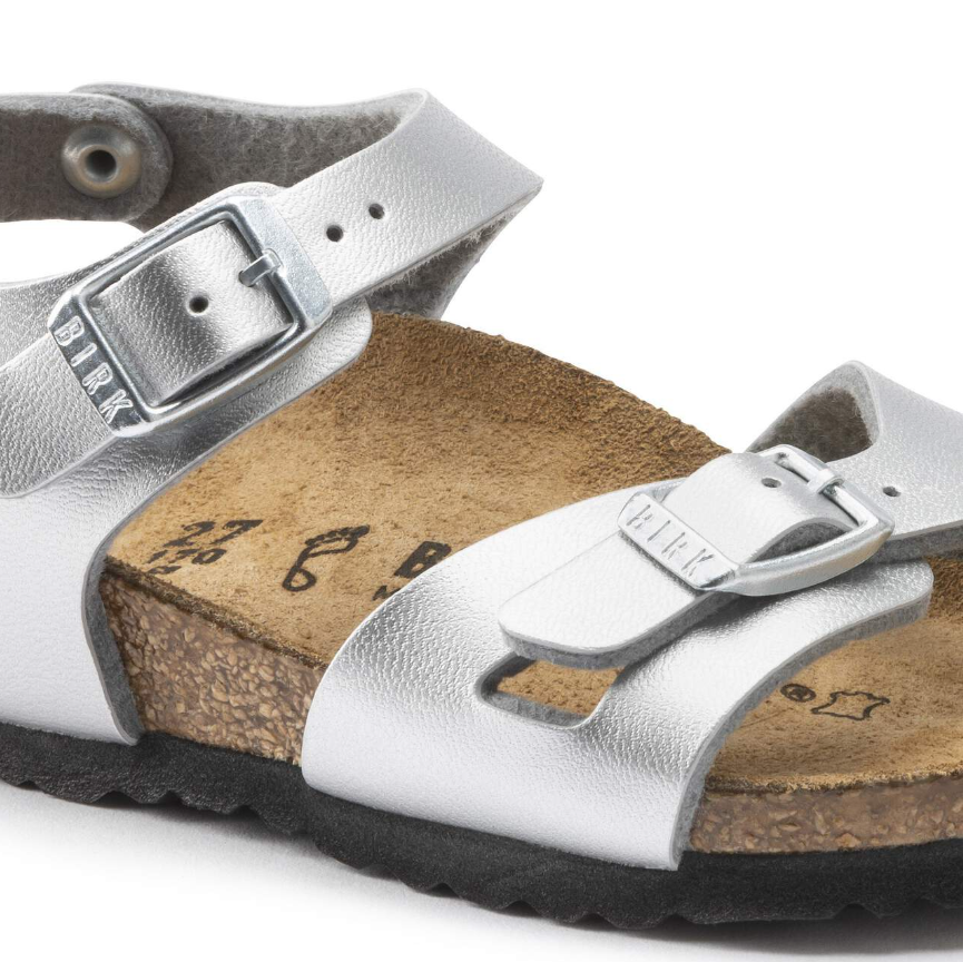 Birkenstock Rio Kids Birko-Flor Silver Sandals Narrow