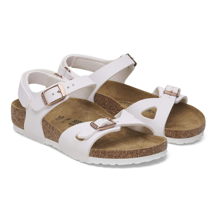 Rio Kids Birko-Flor Sandals White Narrow