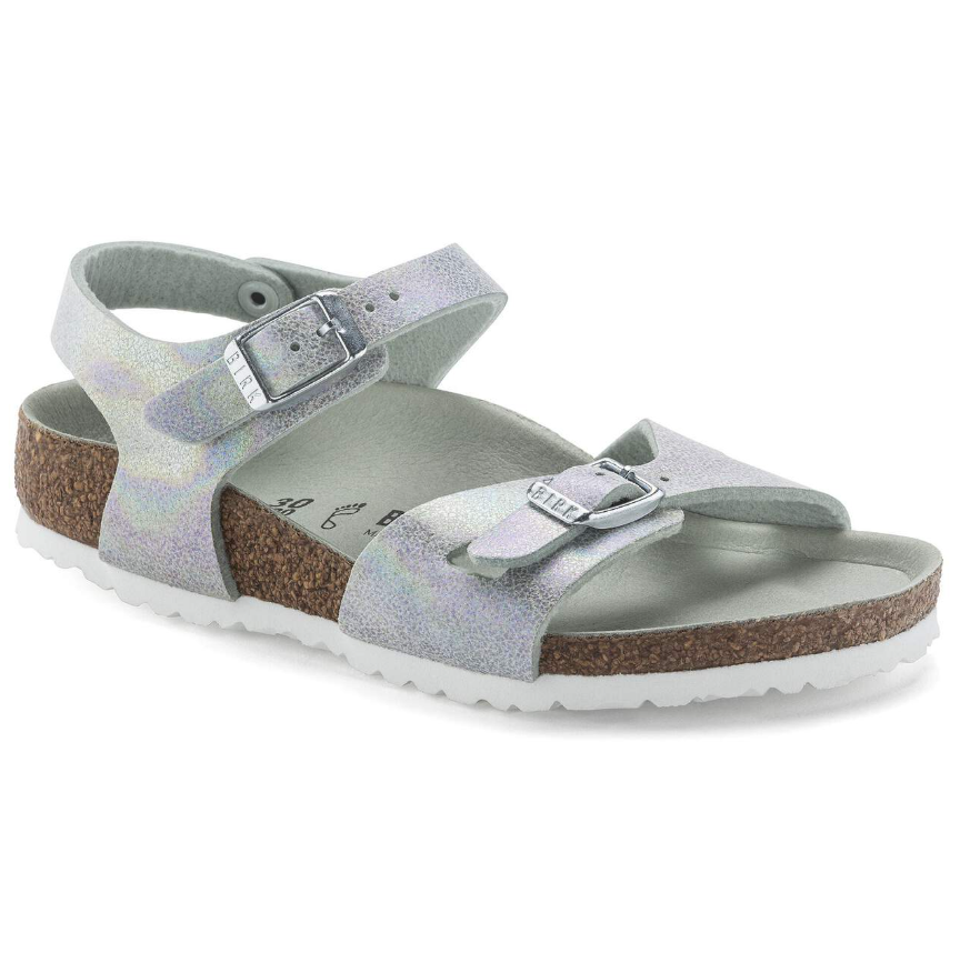 Birkenstock Rio Kids Iridescent Matcha Microfiber Sandals Narrow