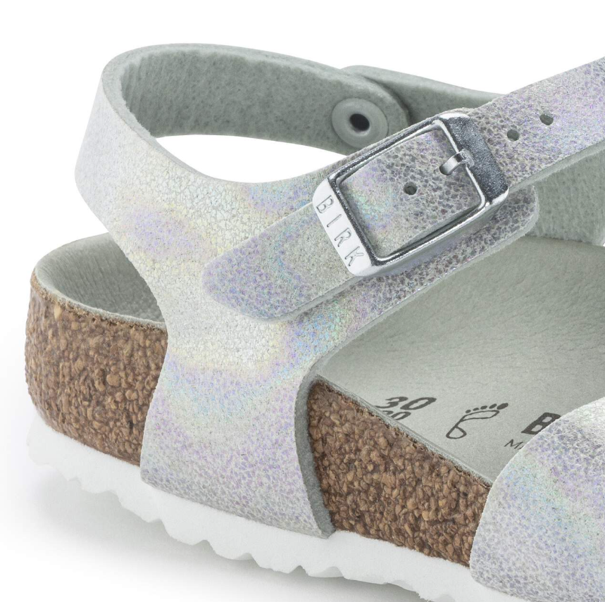 Birkenstock Rio Kids Iridescent Matcha Microfiber Sandals Narrow
