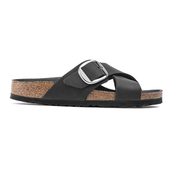 Birkenstock Siena Big Buckle Oiled Leather - Black, Narrow