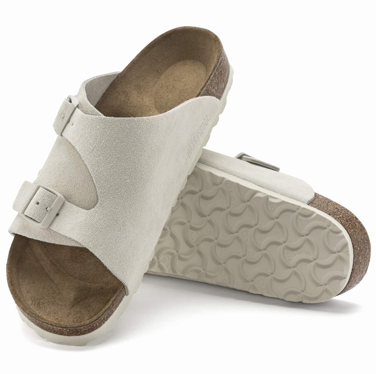 Birkenstock Zürich Suede Leather Sandals - Antique White Regular