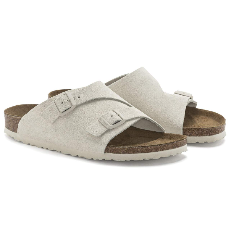 Birkenstock Zürich Suede Leather Sandals - Antique White Regular