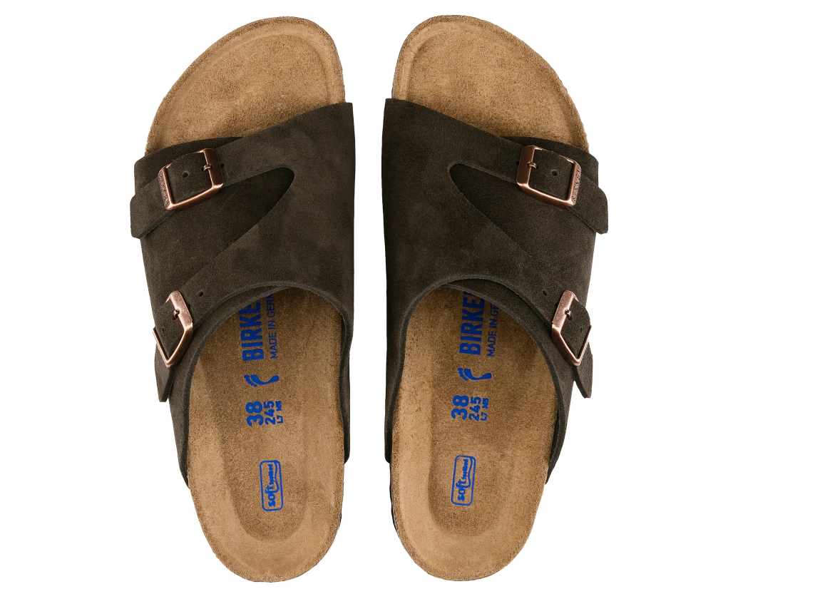Birkenstock Z?rich SFB Suede Leather Sandals Mocca Narrow