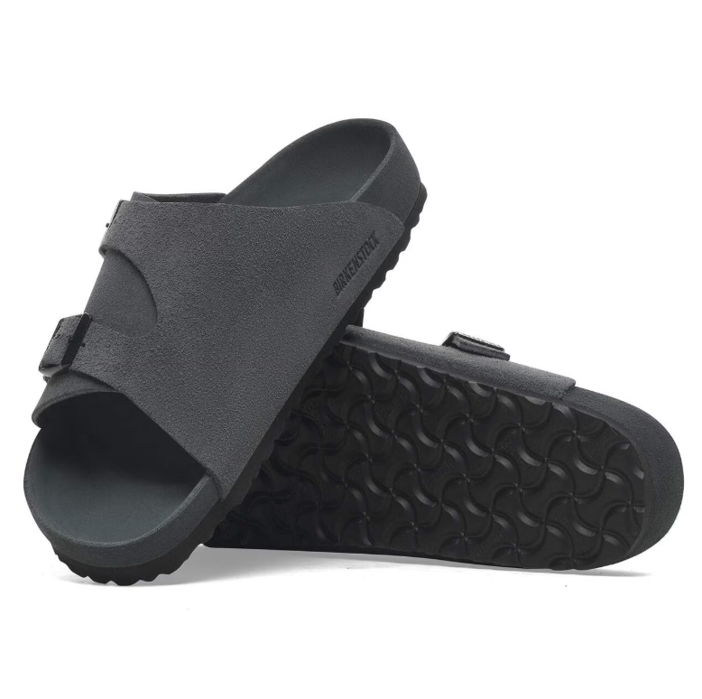 Birkenstock Zürich Suede Leather Charcoal Sandals Narrow