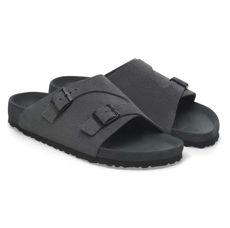 Birkenstock Zürich Suede Leather Charcoal Sandals Narrow