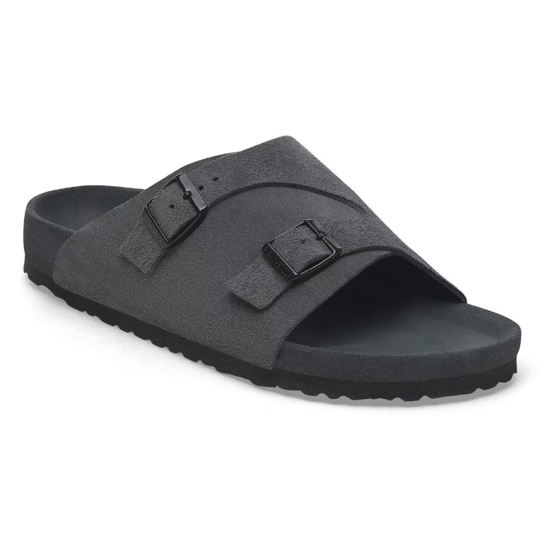 Birkenstock Zürich Suede Leather Charcoal Sandals Narrow
