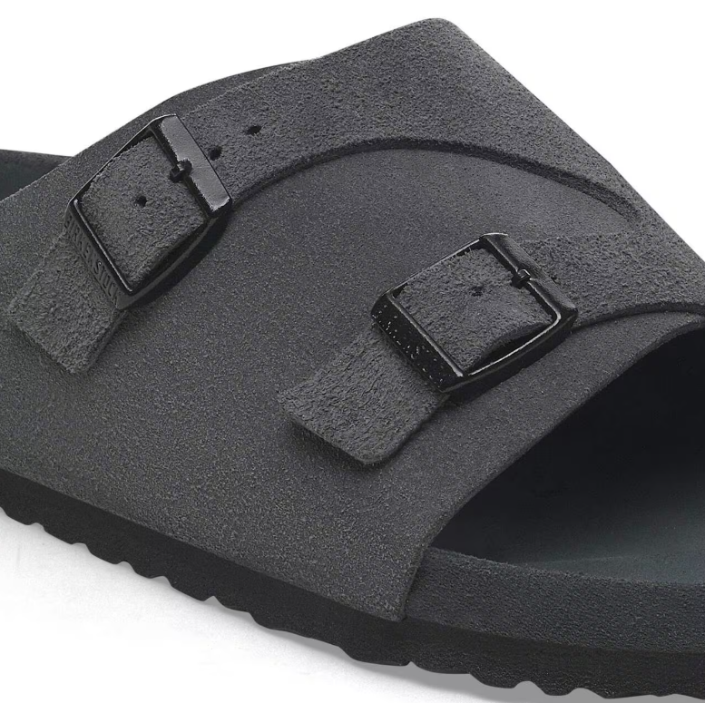 Birkenstock Zürich Suede Leather Charcoal Sandals Narrow