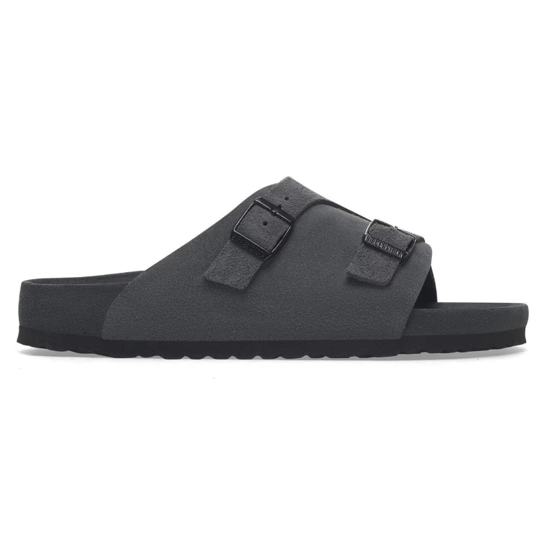Birkenstock Zürich Suede Leather Charcoal Sandals Narrow