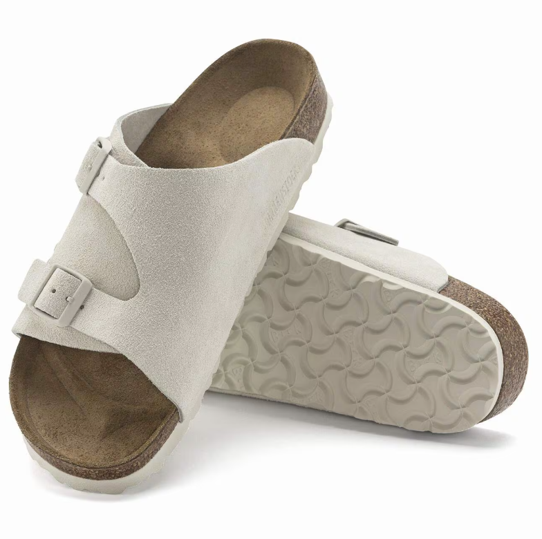 Birkenstock Zürich Suede Leather Antique White Sandals Narrow