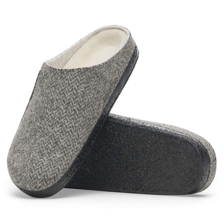 Birkenstock Zermatt Felt Shearling Herringbone Gray Narrow